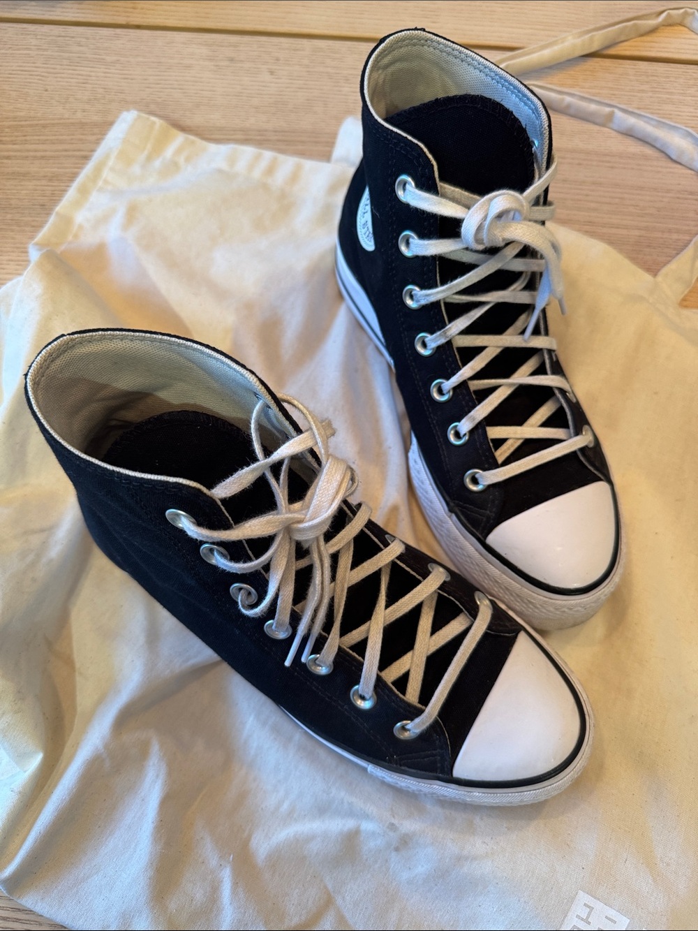 Converse Black & White High-Top Platform Canvas Sneakers